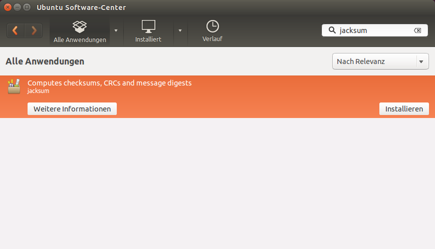 Jacksum im Ubuntu Software Center Jacksum im Ubuntu Software Center