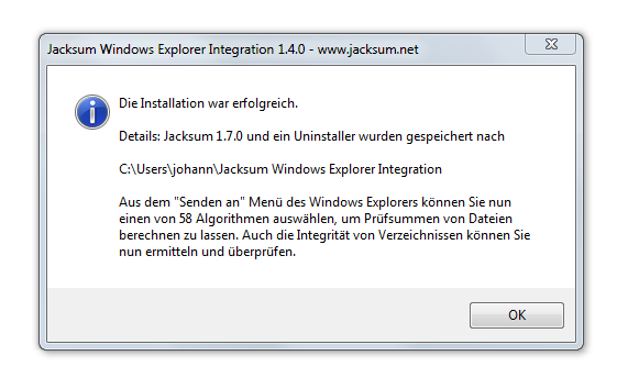 Jacksum Windows Explorer Integration Jacksum Windows Explorer Integration
