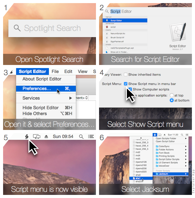 Aktiveren des Apple Script Menüs